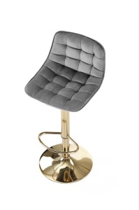 SCAUN DE BAR H120, GRI/AURIU, TAPITERIE DIN CATIFEA SI PICIOARE DIN METAL, STIL MODERN - Img 2