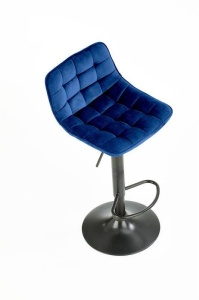 SCAUN DE BAR H95, ALBASTRU/NEGRU, TAPITERIE DIN CATIFEA SI PICIOARE DIN METAL, STIL MODERN - Img 2