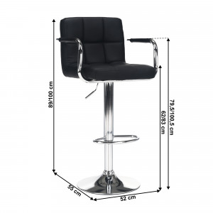 SCAUN DE BAR LEORA 2 NEW, NEGRU/CROM, STIL MODERN, TK - Img 4