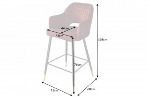 SCAUN DE BAR, PARIS, DE CULOARE ROSIE, DIN CATIFEA, COD 42293, ASPECT RETRO - Img 5