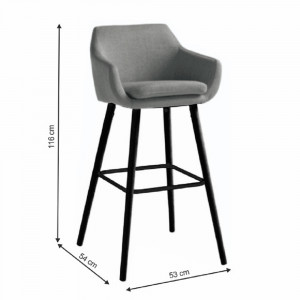 SCAUN DE BAR TAHIRA, GRI/NEGRU, STIL MODERN, TK - Img 2