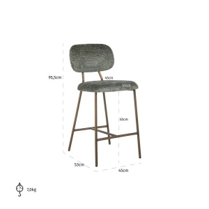 SCAUN DE BAR XENIA, VERDE MENTA/ALAMA, S4522, CONFECTIONAT DIN METAL, SPUMA SI 100% POLIESTER, RICHMOND INTERIORS - Img 4