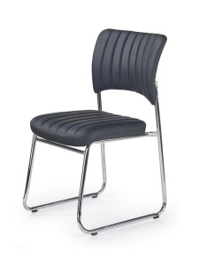 SCAUN DE BIROU/CONFERINTE RAPID, NEGRU/CROM, TAPITERIE DIN PIELE ECOLOGICA SI PICIOARE DIN METAL, STIL MODERN - Img 1