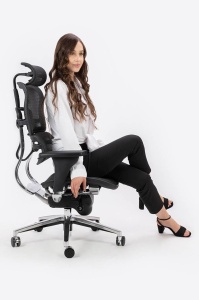 SCAUN DE BIROU ERGOHUMAN, NEGRU/CROM, MATERIAL TEXTIL/PLASA SI METAL, STIL MODERN - Img 5