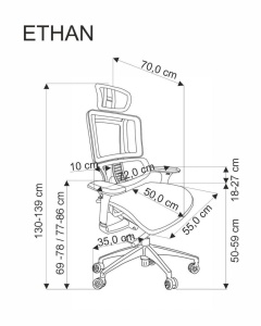 SCAUN DE BIROU ETHAN, GRI/CROM, TAPITERIE DIN PLASA SI PICIOARE DIN METAL, STIL MODERN - Img 3