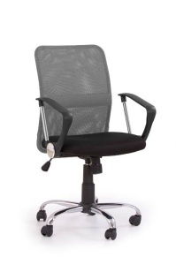 SCAUN DE BIROU TONY, GRI/NEGRU/CROM, TAPITERIE DIN STOFA/PLASA SI PICIOARE DIN METAL, STIL MODERN - Img 1