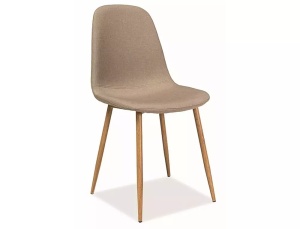 SCAUN DINING FOX, BEJ 66/STEJAR, TAPITERIE DIN STOFA SI PICIOARE DIN METAL, STIL MODERN - Img 1