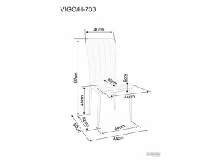 SCAUN DINING H733, GRI 06/NEGRU, TAPITERIE DIN STOFA GANDAR SI PICIOARE DIN METAL, STIL MODERN - Img 2