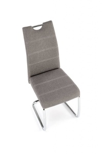 SCAUN DINING K349, GRI/CROM, CU TAPITERIE DIN STOFA SI PICIOARE DIN METAL, STIL MODERN - Img 6