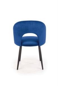 SCAUN DINING K384, ALBASTRU/NEGRU, CU TAPITERIE DIN STOFA FINA SI PICIOARE DIN METAL, STIL MODERN - Img 3