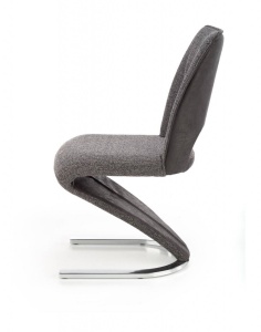 SCAUN DINING K441, GRI/NEGRU/CROM, CU TAPITERIE DIN STOFA, PIELE ECOLOGICA SI PICIOARE DIN METAL, STIL MODERN, HALMAR - Img 3