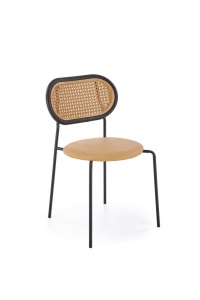 SCAUN DINING K524, MARO DESCHIS/NEGRU, DIN RATTAN, PIELE ECOLOGICA SI PICIOARE DIN METAL , STIL MODERN - Img 1