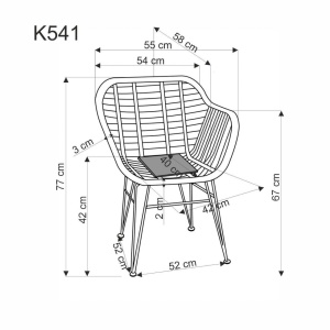 SCAUN DINING K541, NATURAL/GRI/NEGRU, TAPITERIE DIN STOFA, RATAN SI PICIOARE DIN METAL, STIL MODERN - Img 2
