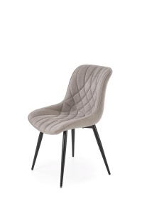 SCAUN DINING K567, GRI/NEGRU, TAPITERIE DIN STOFA FINA SI PICIOARE DIN METAL, STIL MODERN - Img 3