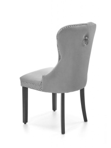 SCAUN DINING MIYA, GRI/NEGRU, CU TAPITERIE DIN CATIFEA SI PICIOARE DIN LEMN MASIV, STIL CLASIC - Img 4