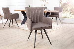 SCAUN, MICROFIBRA GRI, ROADSTER, DESIGN RETRO/INDUSTRIAL - Img 1