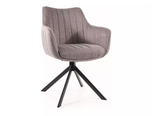SCAUN PIVOTANT AZALIA, GRI 07/NEGRU MAT, TAPITERIE DIN STOFA BREGO SI PICIOARE DIN METAL, STIL MODERN - Img 1