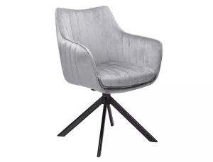 SCAUN PIVOTANT AZALIA, GRI BLUVEL 14/NEGRU MAT, TAPITERIE DIN CATIFEA SI PICIOARE DIN METAL, STIL MODERN - Img 1