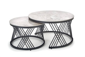 SET 2 MASUTE DE CAFEA FLAMINGO, EFECT DE MARMURA GRI/NEGRU, DIN MARMURA SI METAL, STIL MODERN - Img 3