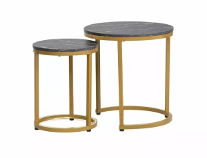 SET 2 MASUTE DE CAFEA HOLA, 32/45 CM, EFECT DE MARMURA NEAGRA/AURIU, BLAT DIN PAL LAMINAT SI CADRU DIN METAL, STIL MODERN - Img 1