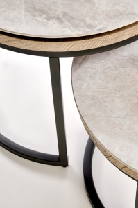 SET 2 MASUTE DE CAFEA ITAKA, EFECT DE MARMURA GRI/NEGRU, DIN MDF SINTERIZAT, MDF FURNIRUIT SI METAL, STIL MODERN - Img 5