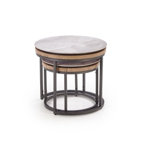 SET 2 MASUTE DE CAFEA ITAKA, EFECT DE MARMURA GRI/NEGRU, DIN MDF SINTERIZAT, MDF FURNIRUIT SI METAL, STIL MODERN - Img 7