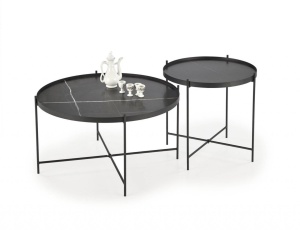 SET 2 MASUTE DE CAFEA JULIETA, EFECT DE MARMURA NEAGRA/NEGRU, DIN MARMURA SI METAL, STIL MODERN, HALMAR - Img 1