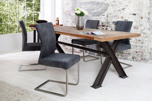 SET 2 SCAUNE DINING SAU BIROU GRAFIT SAMSON 35768 - DESIGN RETRO VINTAGE - Img 1