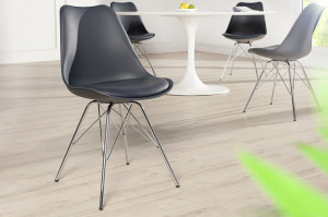 SET 4 SCAUNE GRI INCHIS SCANDINAVIA RETRO 38090 - DESIGN SCANDINAV - Img 1