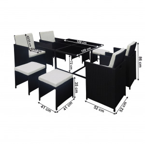 SET DE GRADINA DIN 9 PIESE KUBIKUS, NEGRU/CREM, STIL MODERN, TK - Img 2