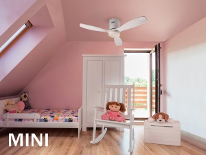 VENTILATOR SIROCO MINI, CU TELECOMANDA, 30 CM, ALB, DIN METAL SI LEMN, STIL MODERN - Img 4