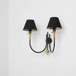 APLICA ROMA, 2 BRATE, 42 CM, NEGRU/AURIU, DIN METAL, STIL MODERN - Img 1