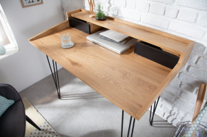 BIROU 110CM ASPECT STEJAR, STUDIO, COD 40985, DIN METAL SI MDF, STIL INDUSTRIAL - Img 2