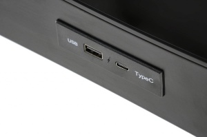 BIROU B52, CU FUNCTIE DE REGLARE A INALTIMII, ECRAN TACTIL SI PORT USB, NEGRU, DIN METAL SI STICLA, STIL MODERN - Img 4