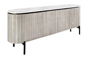 BUFET LIVING 170CM, ADLON, ALB/GRI, DIN LEMN MASIV DE MANGO, BLAT DE MARMURA SI METAL - Img 2