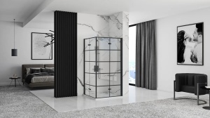 CABINA DE DUS REA MOLIER DOUBLE, PLIABILA, 80X80CM, NEGRU, DIN STICLA, CALITATE SUPERIOARA - Img 4