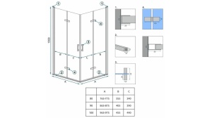 CABINA DE DUS REA MOLIER DOUBLE, PLIABILA, 90x100CM, CROM, DIN STICLA, CALITATE SUPERIOARA - Img 2