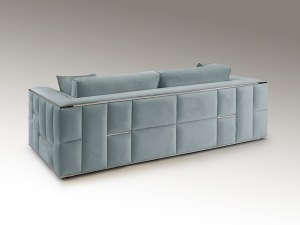 CANAPEA BERLIN, 245 CM, ALBASTRU DESCHIS/CROM, TAPITERIE DIN CATIFEA SI DETALII DIN METAL, STIL MODERN - Img 2