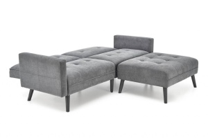 CANAPEA EXTENSIBILA CORNELIUS, CU SUPORT PENTRU PICIOARE, GRI/NEGRU, TAPITERIE DIN STOFA SI LEMN MASIV, STIL MODERN - Img 1