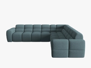 COLTAR LISA, 6 LOCURI, 310 CM, ALBASTRU DESCHIS 76, TAPITERIE DIN STOFA, DESIGN DEOSEBIT - Img 2