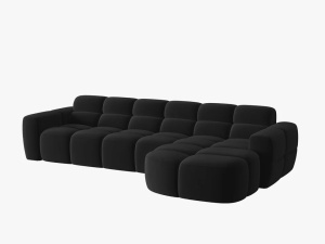 COLTAR LISA, DREAPTA, 5 LOCURI, 310 CM, NEGRU, TAPITERIE DIN CATIFEA, DESIGN DEOSEBIT - Img 2