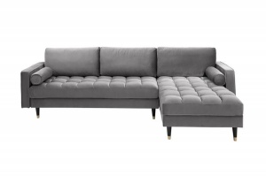 COLTAR SUPER CONFORTABIL 260CM, VELVET II, DIN LEMN SI CATIFEA GRI, ARTIM GROUP SELECTION - Img 7