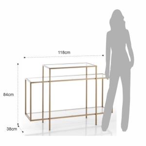 CONSOLA LIVING 118CM, KARL, DIN METAL SI STICLA, DESIGN MODERN - Img 5