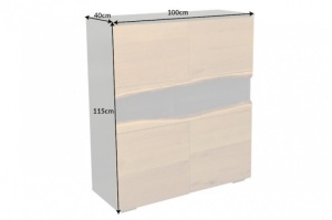 DULAP LIVING WILD OAK 100CM, COD 40066, LEMN MASIV SI MDF, STEJAR/GRI - Img 5