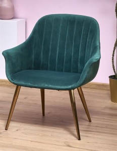 FOTOLIU CONFORTABIL ELEGANCE 2, VERDE/AURIU, TAPITERIE DIN CATIFEA SI PICIOARE DIN METAL, STIL MODERN - Img 1
