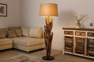 LAMPADAR 150CM, WILD NATURE, DIN LEMN TEAK SI BAZA METAL , COD, 42004, REALIZAT MANUAL - Img 1