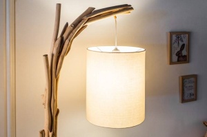 LAMPADAR WILD NATURE ALB/NATURAL 163CM DIN LEMN SI BUMBAC COD 39636 - Img 3