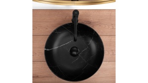 LAVOAR REA FIBO, 40,5 CM, EFECT DE MARMURA NEAGRA MATA, DIN CERAMICA, CALITATE SUPERIOARA - Img 4