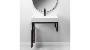 LAVOAR REA GOYA CU SUPORT, ALB, 60 CM, DIN CONGLOMERAT, CALITATE SUPERIOARA - Img 2