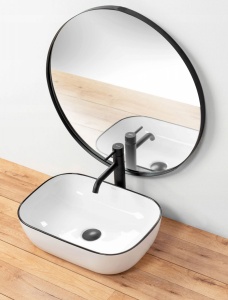 LAVOAR REA MARBEL, ALB/NEGRU, 46,5 CM, DIN CERAMICA, CALITATE SUPERIOARA - Img 2
